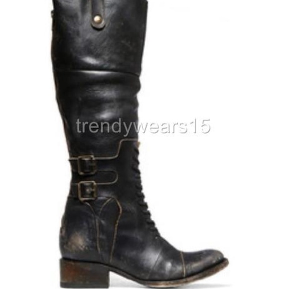 RARE! FREEBIRD BY STEVEN SADDLE BLACK RIDING BOOTS - Picture 2 of 7